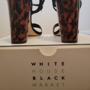 WHBM Bailey Linen Tortoise High Heel Sandals Size8